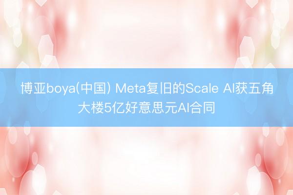 博亚boya(中国) Meta复旧的Scale AI获五角大楼5亿好意思元AI合同