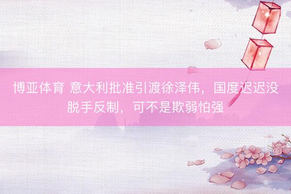 博亚体育 意大利批准引渡徐泽伟，国度迟迟没脱手反制，可不是欺弱怕强