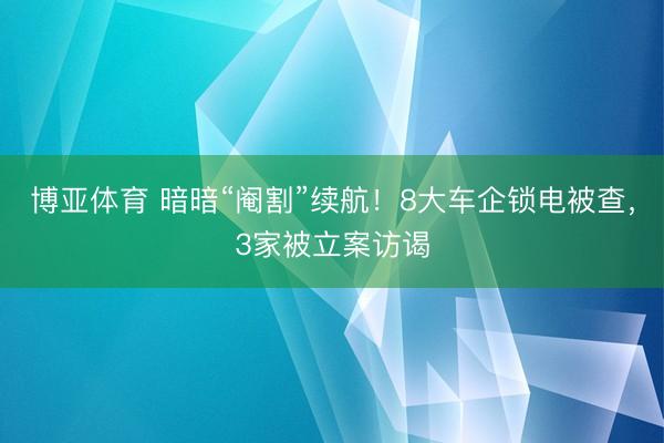 博亚体育 暗暗“阉割”续航！8大车企锁电被查，3家被立案访谒