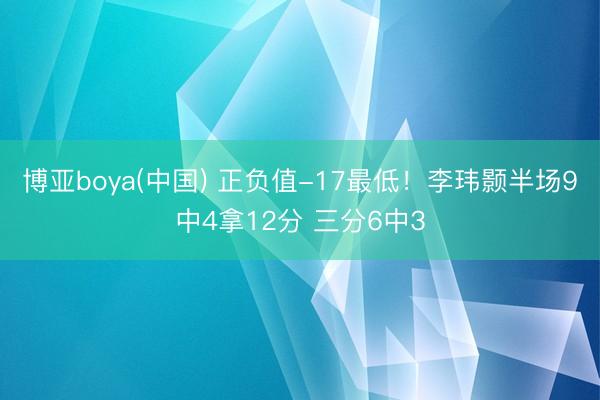 博亚boya(中国) 正负值-17最低！李玮颢半场9中4拿12分 三分6中3