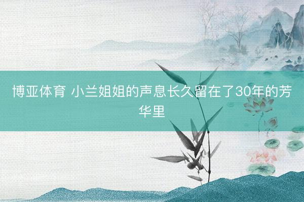 博亚体育 小兰姐姐的声息长久留在了30年的芳华里