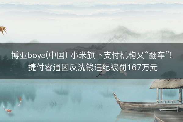 博亚boya(中国) 小米旗下支付机构又“翻车”! 捷付睿通因反洗钱违纪被罚167万元