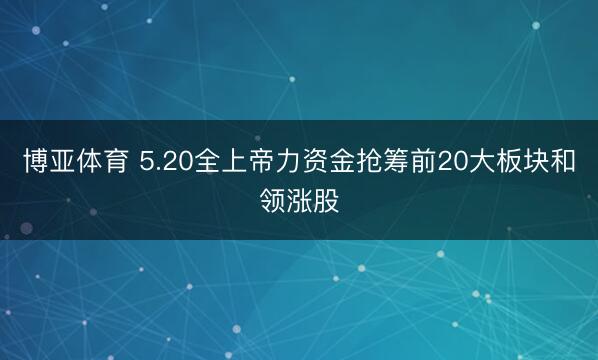 博亚体育 5.20全上帝力资金抢筹前20大板块和领涨股