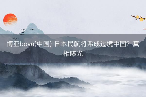 博亚boya(中国) 日本民航将弗成过境中国？真相曝光