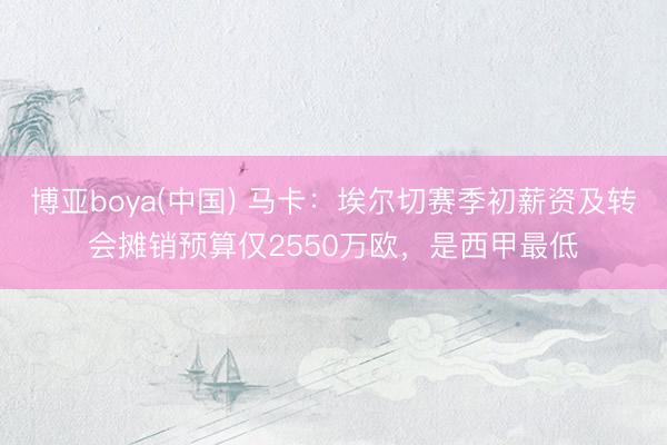 博亚boya(中国) 马卡:埃尔切赛季初薪资及转会摊销预算仅2550万欧,是西甲最低
