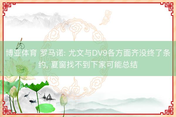 博亚体育 罗马诺: 尤文与DV9各方面齐没终了条约， 夏窗找不到下家可能总结