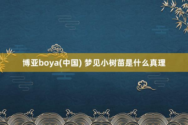 博亚boya(中国) 梦见小树苗是什么真理