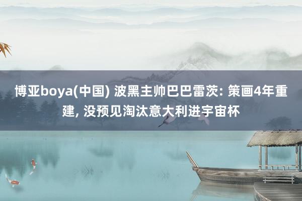 博亚boya(中国) 波黑主帅巴巴雷茨: 策画4年重建， 没预见淘汰意大利进宇宙杯
